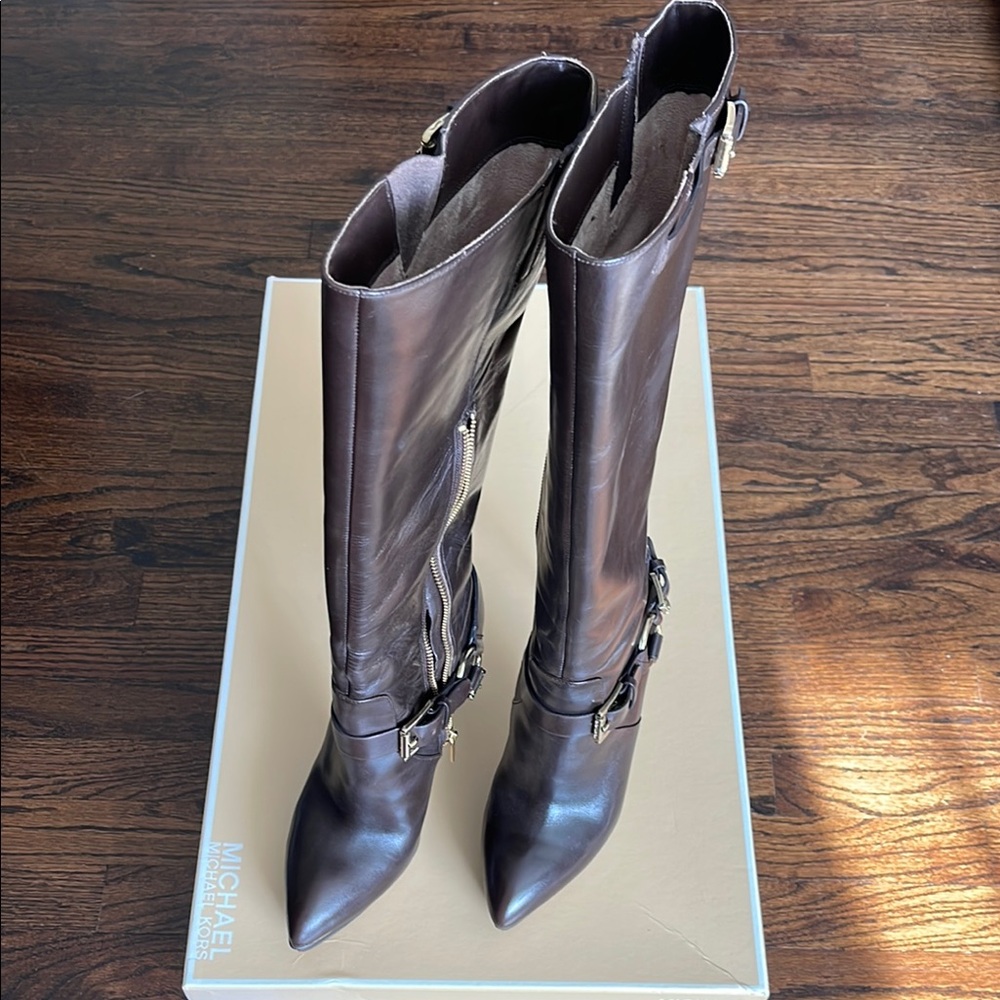 Michael Kors Women's Brown Leather Knee-High Boots